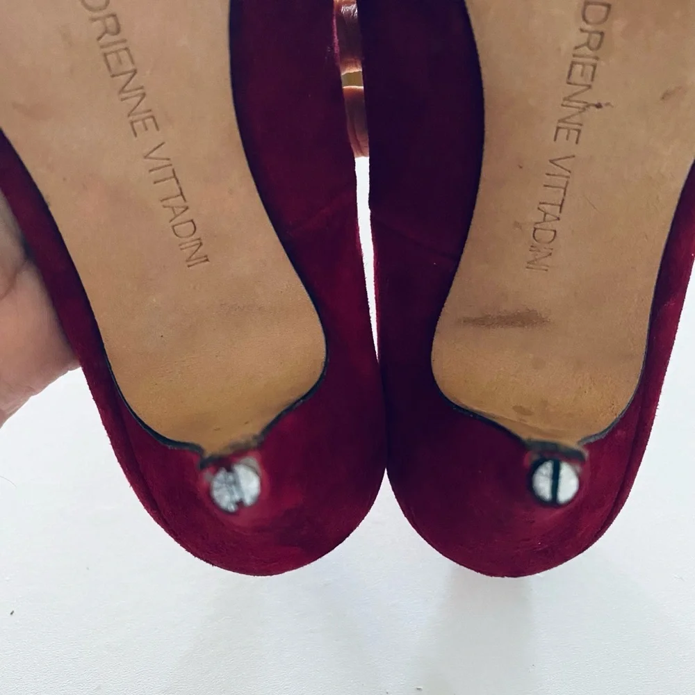 Adrienne Vittadini Red Suede Velvet Heels
